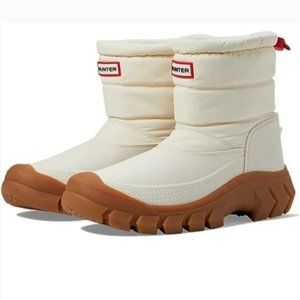 Hunter Intrepid Insulated Short Snow Boots Waterproof White Womens US 9 EU 40 41